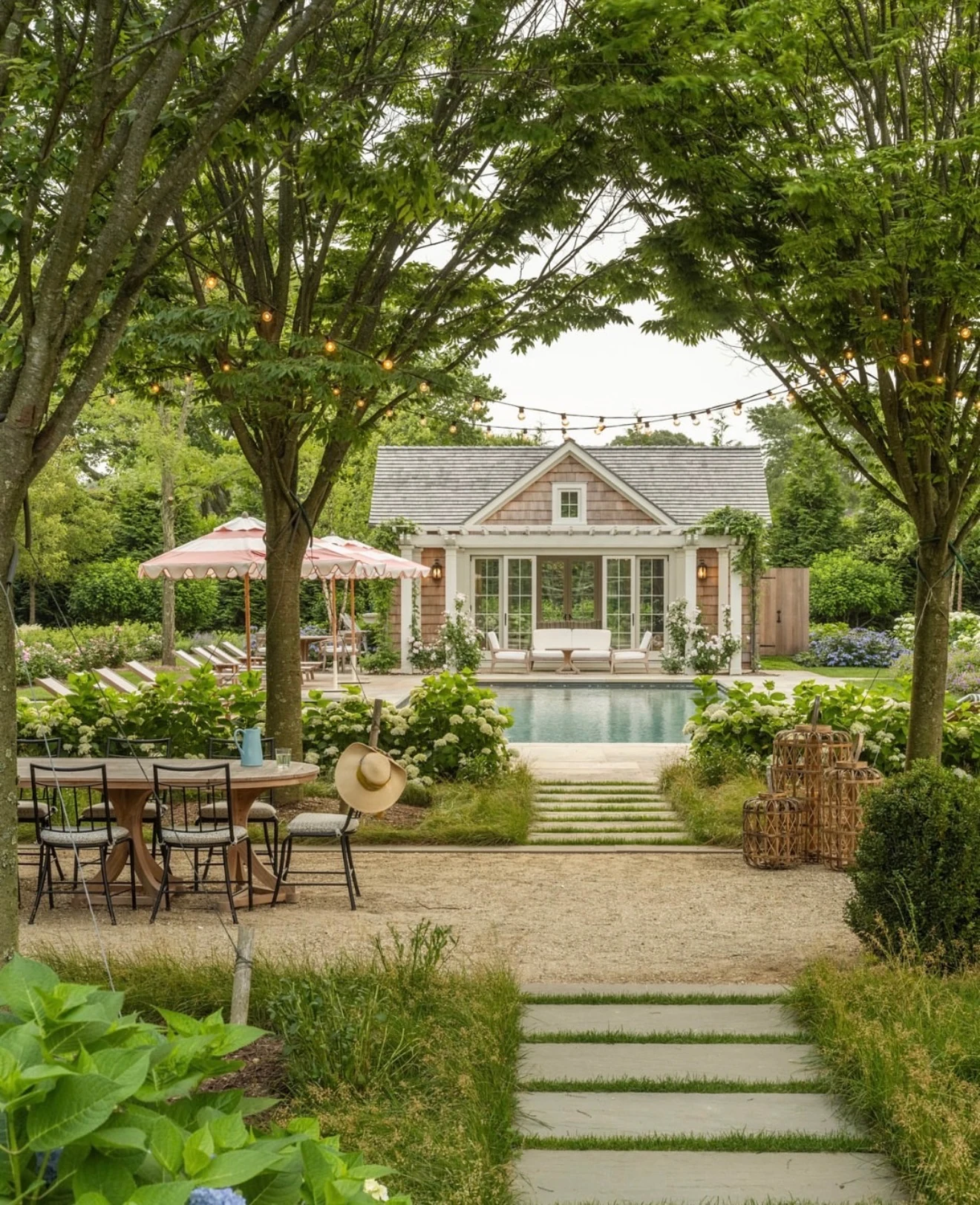 Custom pool house with garden, luxury outdoor living NJ
