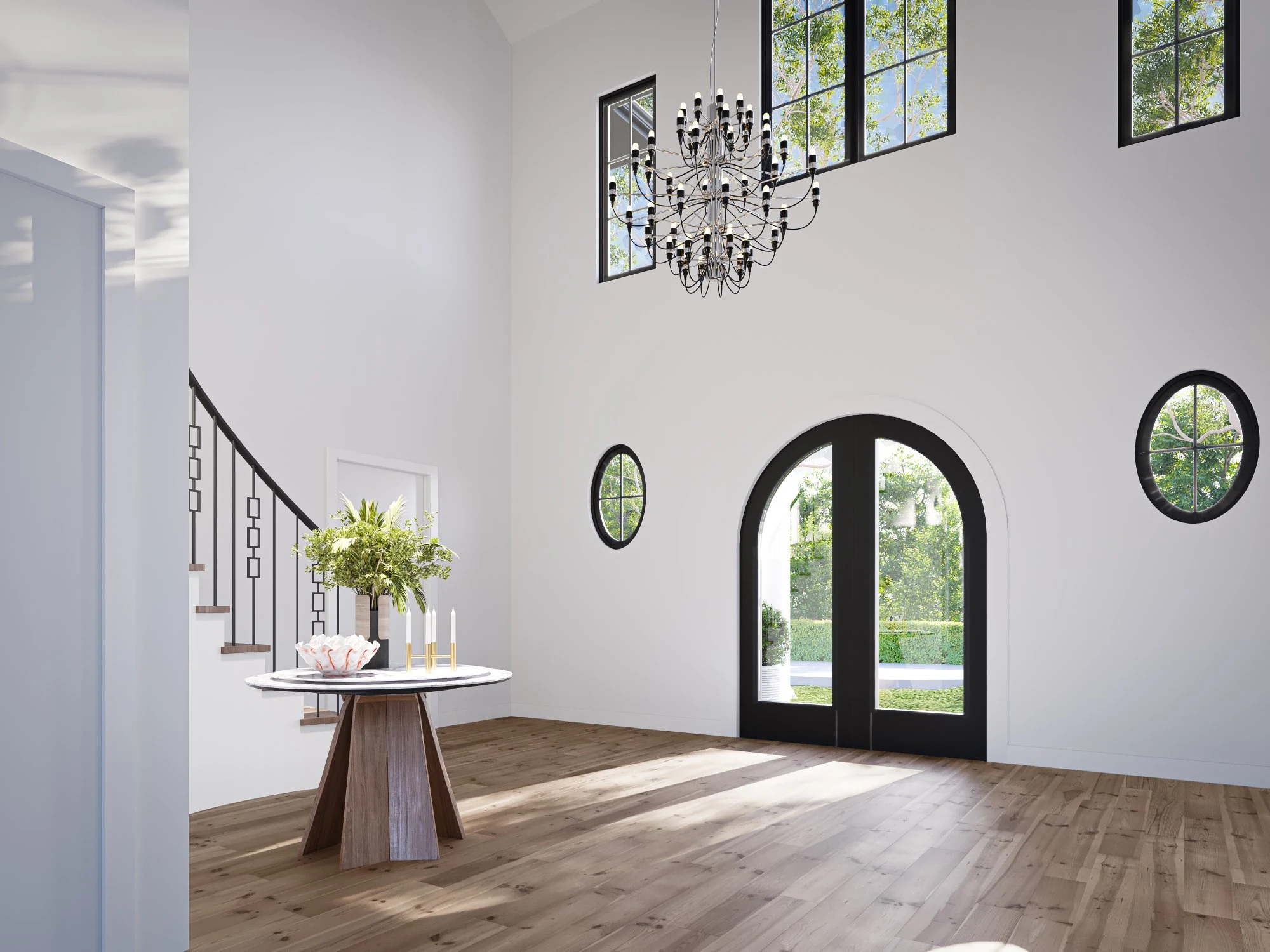 The Princeton - two-story foyer with arched entry, custom home Princeton NJ