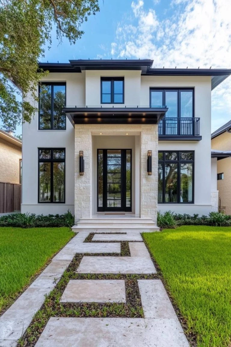 Contemporary luxury home entrance, custom new build NJ