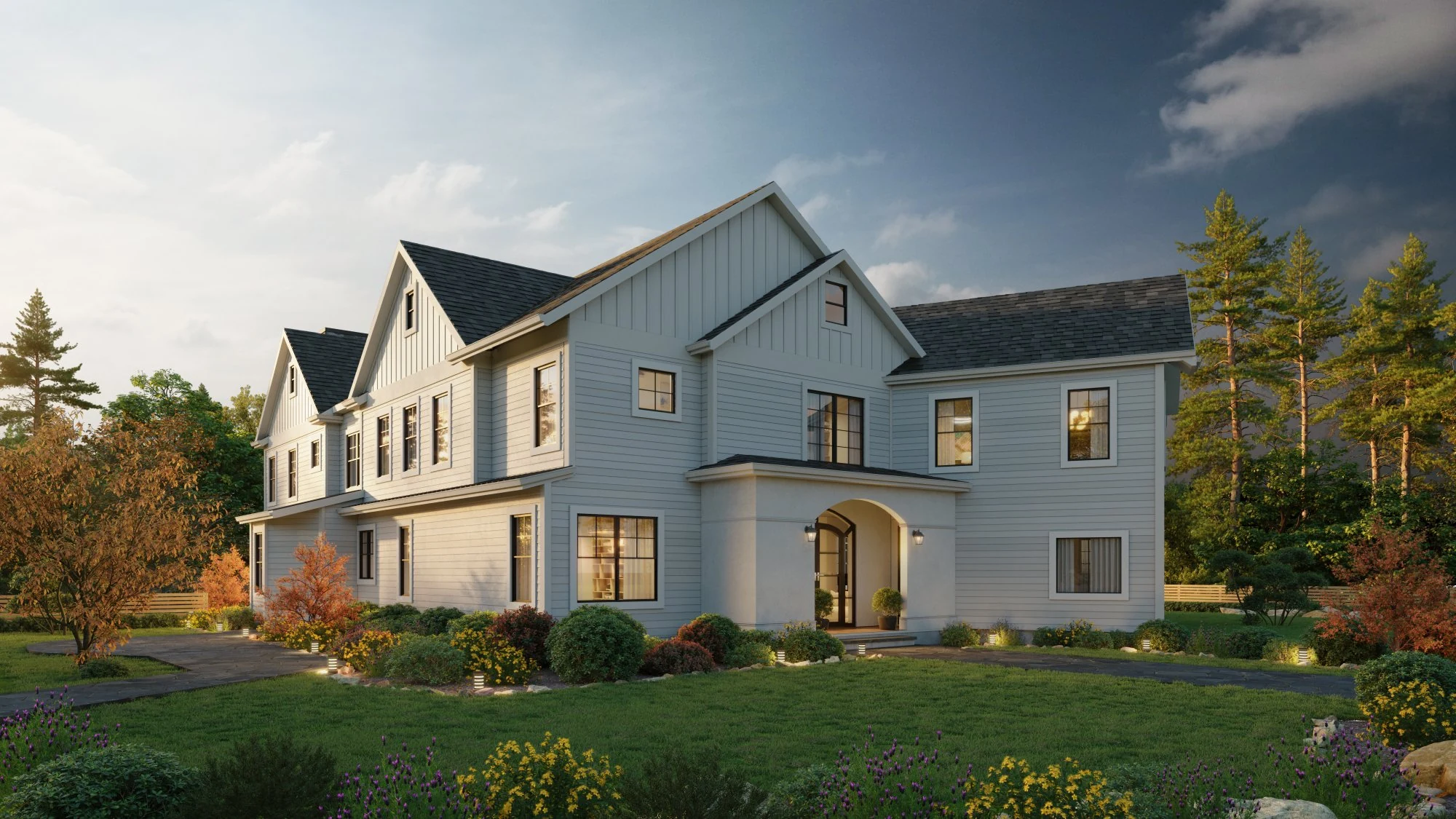 The Ridgewood - modern farmhouse exterior, Short Hills NJ new build